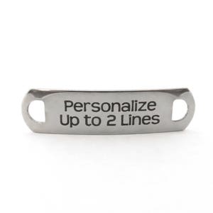 Bracelet Centerpiece Bar - 39mm x 10mm or 1-1/2" x 3/8" Custom Stainless Steel - Personalized - Connector - DYI - WIDE - Names, logo, words