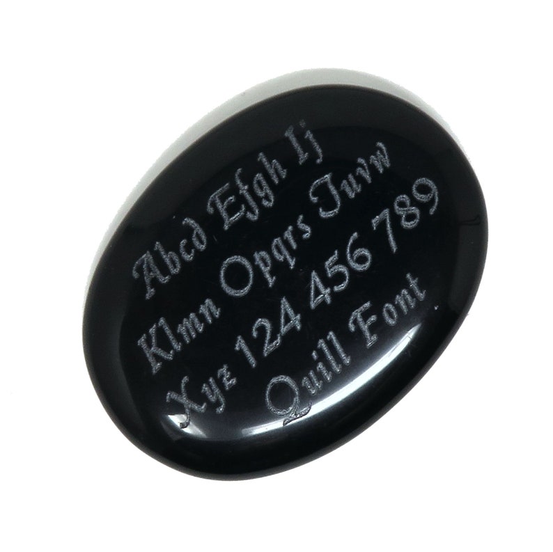 Measures 1.5 inch or 40mm No holes Pocket Stone Custom Engraved Personalized Words or Simple Logo BLACK Worry Stone