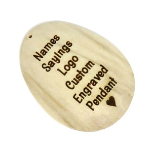 40mm x 33mm Teardrop weiß Holz Anhänger - Custom graviert - 1,1 mm Loch - personalisierte Namen, Worte, Symbole, Logos