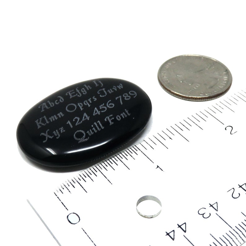 Measures 1.5 inch or 40mm No holes Pocket Stone Custom Engraved Personalized Words or Simple Logo BLACK Worry Stone
