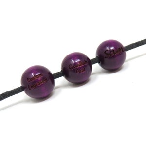 10mm & 12mm High Quality Round PURPLE Wood Beads - Custom Engraved - Names, Symbols, Numbers, Logos - Choose Font - Quantity Discounts