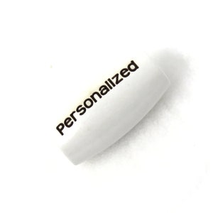 25 x 13mm - Weiße Holz ovale Perle - GROßEs 6mm Loch - Lasergravierte Worte, Namen, Daten, Logos - Barrel, Makramee - Personalisiert