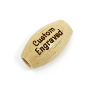 25mm x 14mm - Hell natürliche braune Holz ovale Perlen - GROßEs 5,5mm Loch - Lasergraviert