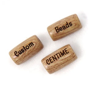 15 x 7mm - Light Wood Grain Rosewood TUBE Shaped Beads - Custom Laser Engraved - PERSONALIZED - 2mm large hole - Name, words, dates, logo