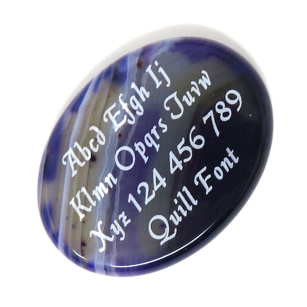 PUPLE MOUNTAINS & SAND Agate Worry Stone - Custom Engraved Personalized - No holes - Pocket Stone - Measures 1.5 inch or 40mm