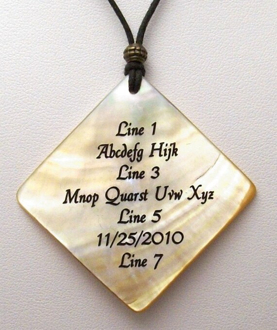 Both sides can be engraved 1 CUSTOM ENGRAVED Square 16mm Golden Lip Shell Bead
