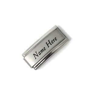 Italian Large Super Link Charm - Stainless Steel - Matte or Shiny Finish Available - Custom Personalization