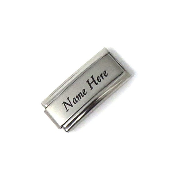 Italian Large Super Link Charm - Stainless Steel - Matte or Shiny Finish Available - Custom Personalization