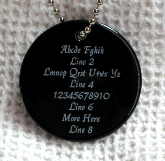 1 Personalized Circle Necklace - BLACK ONYX STONE  - Custom Laser Engraved