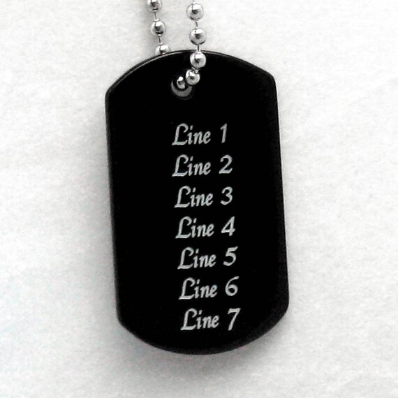 black onyx dog tag pendant