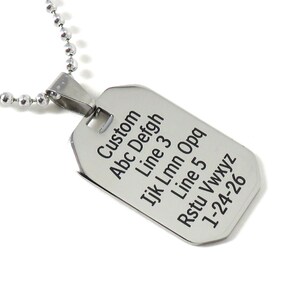 Rechthoek afgeronde hoeken hanger ketting - aangepaste Laser gegraveerde roestvrij staal - 9 Fonts beschikbaar - voor- en achterkant optie gemarkeerd