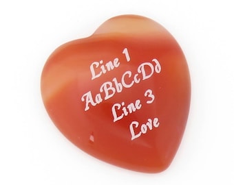 23mm x 25mm x 6mm - RED AGATE HEART - Custom Engraved Personalized - Cabochon Flat back - No holes - Pocket Love Stone - Party Favors Gifts