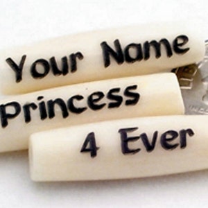 1 Inch - White Hairpipe Bone Beads - 25mm - Custom Engraved - PERSONALIZED