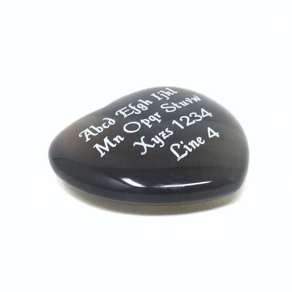 35 mm or 1.375 in Personalized Custom Engraved Moss Agate Heart LOVE STONE 