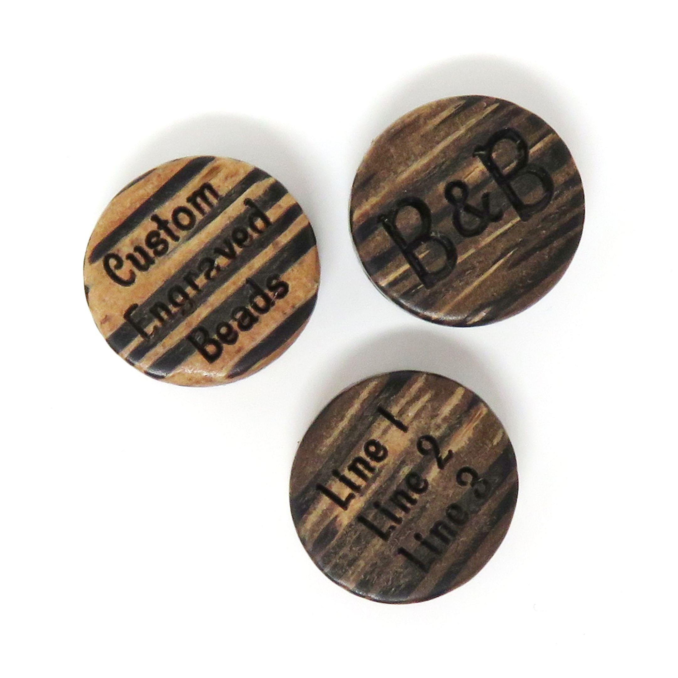 Buy Patikan Palmwood Flat Coin Beads 15mm Custom Engraved Words