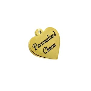15mm GOLD Stainless Steel Charm - Custom Engraved Black - 1.3 mm Hole - Brushed Back - Personalized - DIY - Tag