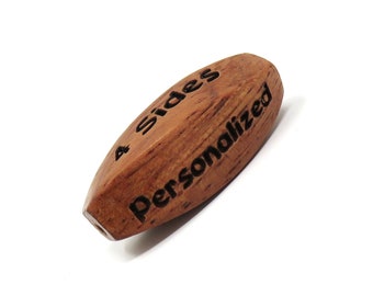 30mm x 12mm Twist Oval Bayong Wood Beads - Custom Engraved - 4 Sides With Up to 2 Lines on Each Side & Each Bead Can Be Different