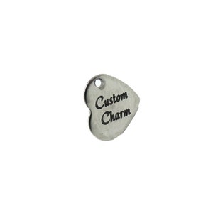 10mm Falling Heart Brushed Stainless Steel Charm - Custom Engraved Black - 1.2 mm Hole - Front and Back - Personalized - DIY - Tag