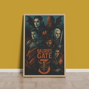 Baldur&#39;s Gate Poster | Baldurs Gate 3 | Rolled Canvas Print | Game Print