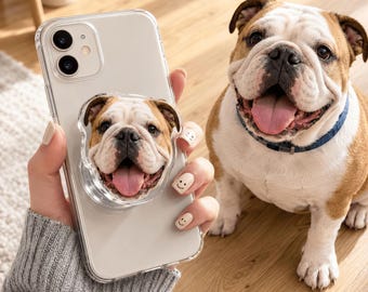Custom Pet Photo Phone Grip, Personalized Dog or Cat Acrylic Phone Stand, Pet Lover Gift