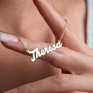 Collar de regalo con nombre en oro macizo de 14 quilates, joyería de oro personalizada, colgante con nombre escrito a mano, joyería con nombre personalizada, regalo de San Valentín, especial