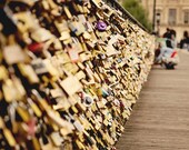 Paris photography - Love Locks on the Pont des Arts - 8x10 art print - romantic travel photography, gift for francophiles, paris france