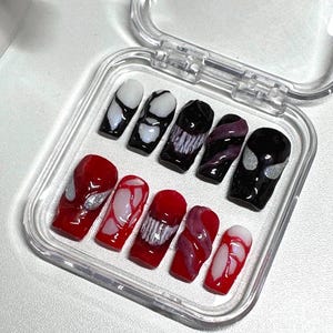 venom and carnage 3D gel press on nails