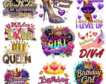 Birthday PNG Bundle, Birthday Shirt PNG, Birthday Girl PNG, Party Shirt Design, Colorful Birthday Sublimation, 10 png Files