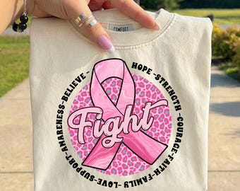 Imagen PNG de cáncer de mama, imagen PNG de leopardo con lazo rosa, imagen PNG de concienciación sobre el cáncer de mama, sublimación para luchar contra el cáncer, diseño de camiseta contra el cáncer de mama