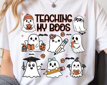 Teaching My Boos PNG, Halloween Teacher PNG, Cute Ghost Teacher png, Teacher Halloween Design, Back To School PNG, Sublimation png