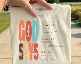 God Says You Are PNG, Christian Affirmation PNG,Bible Verse Identity in Christ, Faith Shirt Design,Women Christian Sublimation,Religious PNG