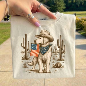 Cowboy Dog PNG, Patriotic Dog USA PNG, 4th of July Dog Lover Shirt Design, Western Dog Sublimation, American Flag Puppy Graphic