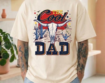 Western Dad PNG, Cowboy Skull PNG, The Cool Dad PNG, Father’s Day Sublimation Design, Retro Western Shirt Graphic, Digital Download