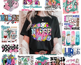 20+ Nurse PNG Bundle, Retro Nurse Sublimation Designs, Nurse Life Shirt PNG, Medical Clipart, RN Gift Digital Download