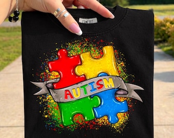 Autism Puzzle Piece PNG, Colorful Puzzle Clipart, Neurodiversity Sublimation Design, Autism Awareness Digital Download