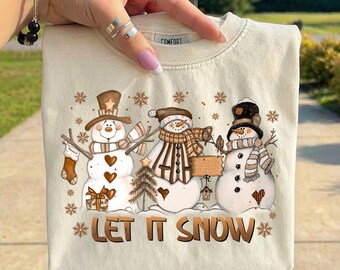 Let It Snow PNG, pupazzo di neve PNG, pupazzo di neve natalizio PNG, design per maglietta invernale, pupazzo di neve carino png, sublimazione per le vacanze png, design con citazione invernale