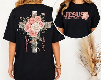 Walk By Faith PNG, Christian Cross Floral PNG, Bible Verse Shirt Design, Faith Shirt PNG, Christian Sublimation, Jesus Shirt png