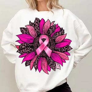 Rosa Sonnenblumen Brustkrebs PNG, Leopard Ribbon Awareness Sublimations Design