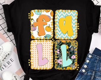 Herfst PNG, Leuke herfstletters PNG, Herfst sublimatieontwerp, Pompoen bloemen herfst clipart, Thanksgiving shirt PNG digitale download