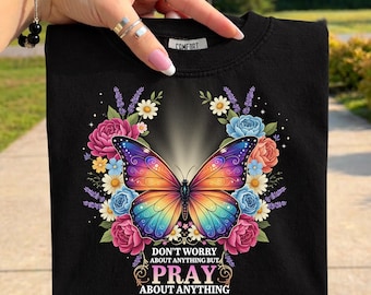 Pray About Anything PNG, Christian png, Bible Verse Shirt Design, Retro Rainbow Faith PNG, Christian Sublimation, Jesus Shirt PNG