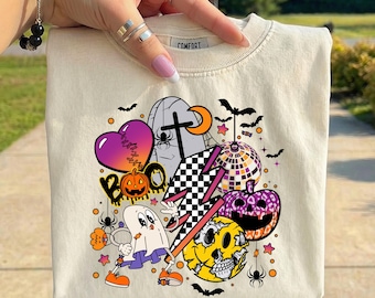 Girly Halloween PNG, Boo Ghost PNG, Coquette Spooky Season Sublimation Design, Retro Halloween Shirt PNG Download