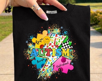 Autism Acceptance PNG, Colorful Puzzle Piece Shirt Design, Neurodiversity PNG, Special Education Teacher Gift, Autism Mom Sublimation