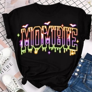 Funny Mombie Neon Halloween PNG | Cute Ghost Mom Sublimation Design | Mombie Sublimation Clipart for T-Shirts, Mugs, Stickers