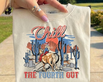 Chill The Fourth Out PNG, Funny 4th of July PNG, Patriotic Summer Shirt Design, Red White Blue Sublimation, Retro USA Graphic