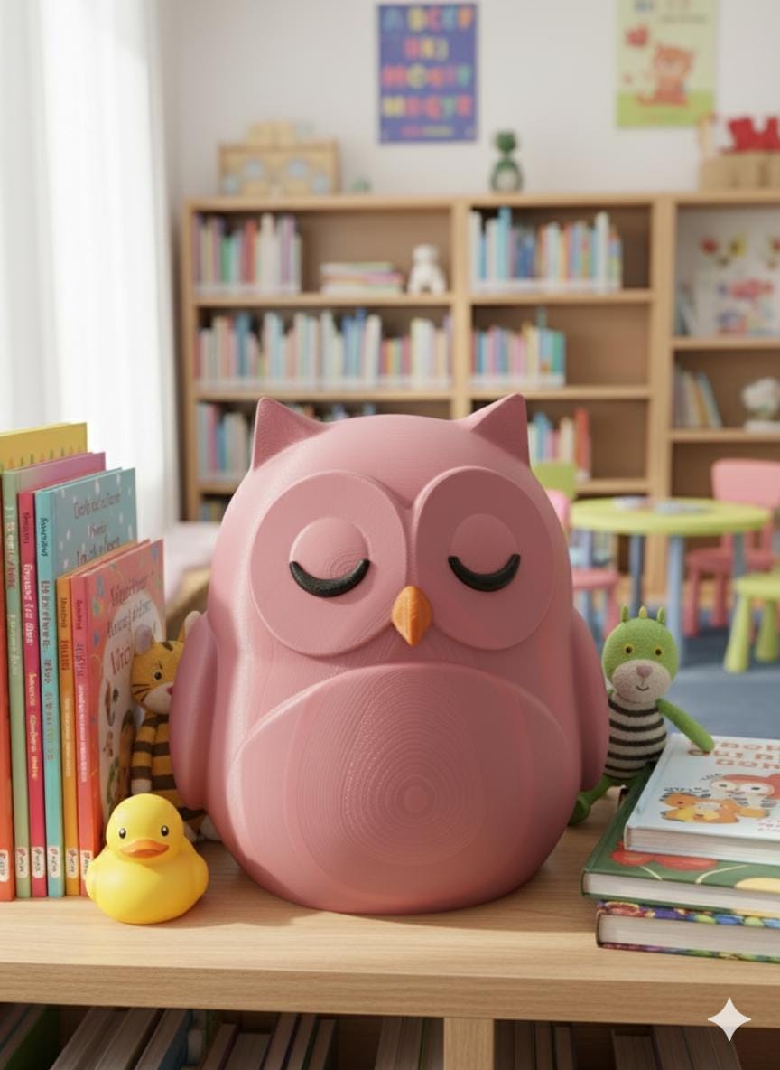 Sleeping Owl Statue | Handcrafted 3D Printed Owl Figurine | Home Decor Gift | Nursery & Kids Roo