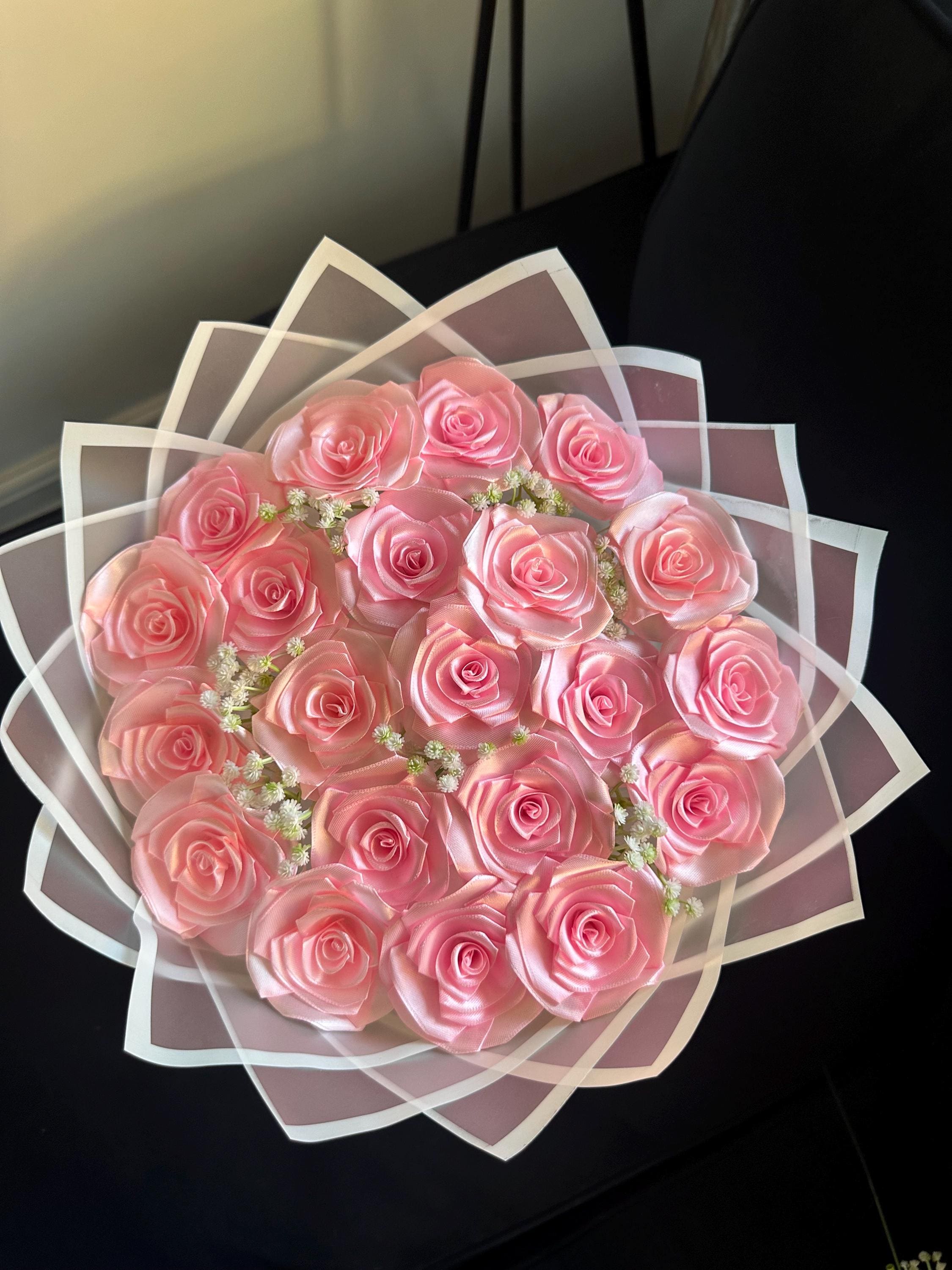 Handcrafted Riboon Rose Bouquet | Eternal Floral Gift | Forever Roses |  Ribbon Bouquet - Etsy Israel