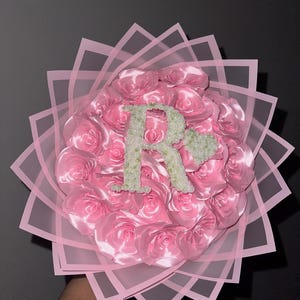 15 Ribbon Roses Personalised Ribbon Rose Bouquet,handcrafted Ribbon Rose Bouquet ...