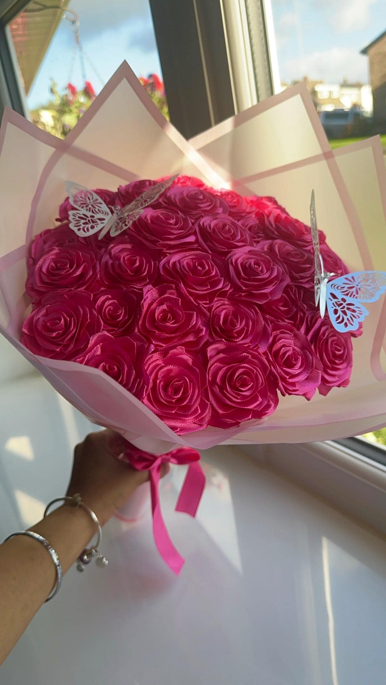 Handcrafted Riboon Rose Bouquet | Eternal Floral Gift | Forever Roses |  Ribbon Bouquet - Etsy Israel