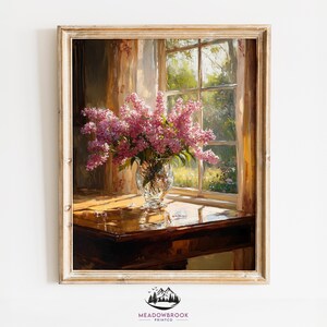 Vintage Dining Table Print - Printable Rustic Interior Art, Charming Cottage Dining Room Decor, Elegant Home Wall Art, Oil Painting 1160