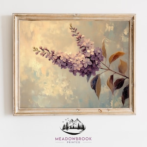 Vue latérale des lilas d'automne dans des tons pastel - peinture à l'huile florale cottagecore d'automne, impression d'art nature rustique, décoration d'automne numérique imprimable 236